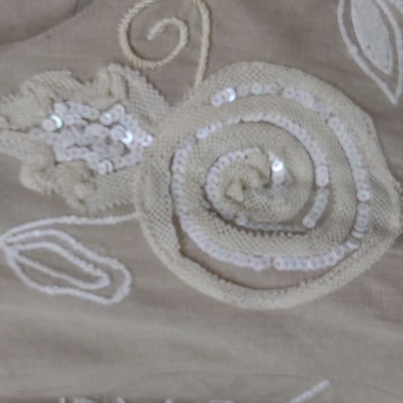 TravelSmith Applique Embroidery Trapunto Open Front LinenCotton Lined Jacket New - Picture 7 of 14